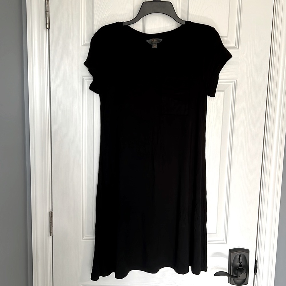 T-Shirt dress with pocket, black, Womens size Small